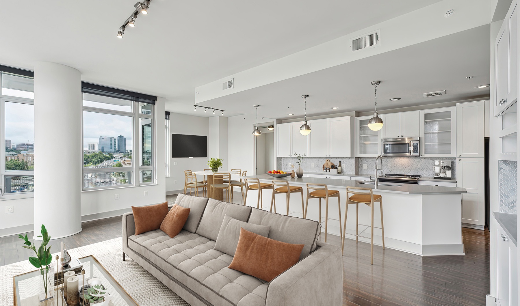 Interior view of apartment with natural lighting