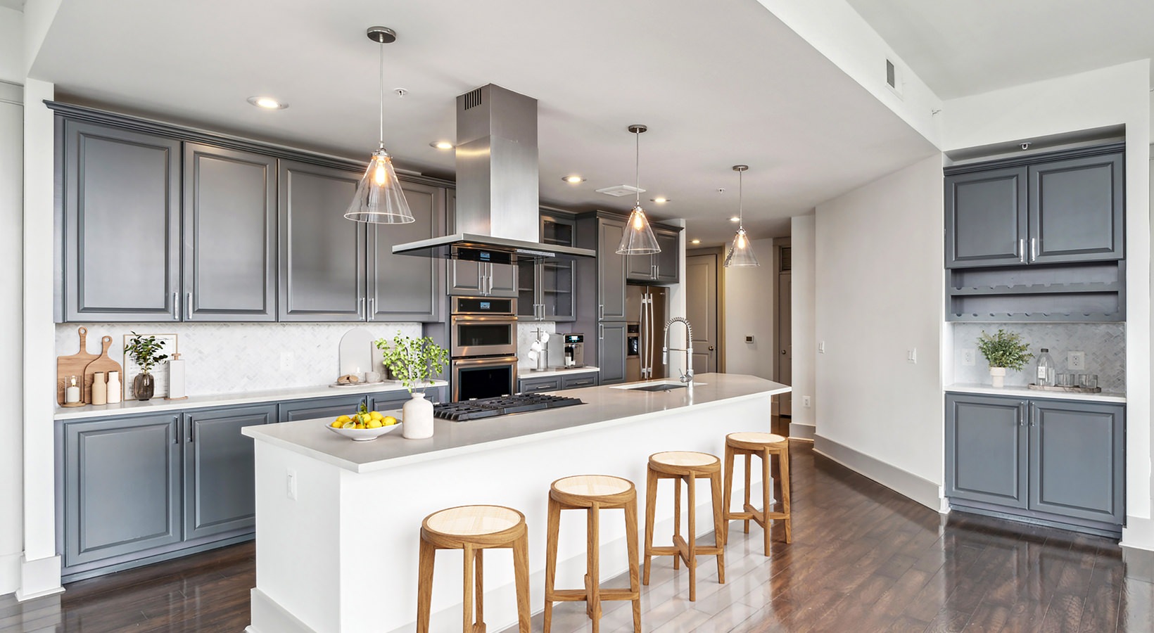 kitchen with island and seating