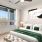 bedroom with bed and wall art and large window